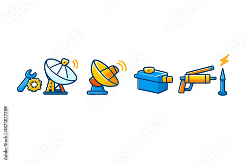Set of science fiction and technology icons