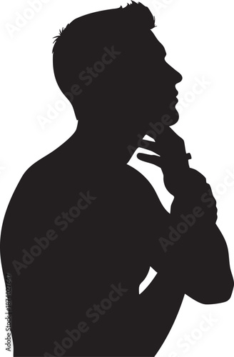 Man shaving beard silhouette profile isolated on white background minimalist grooming and morning routine illustration