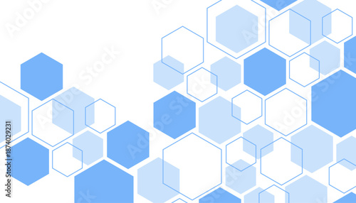 Abstract blue hexagon shape for frame illustration design