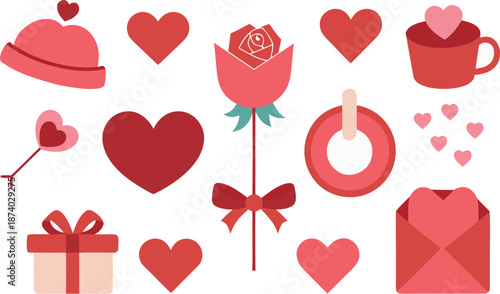 Celebrate valentine's day with sweetness and love isolated on transparent background, Vector, illustration