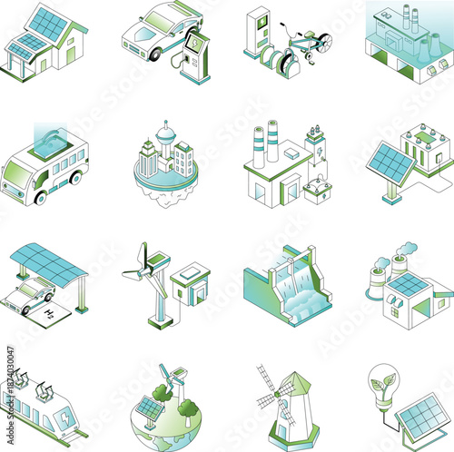Collection of Isometric Sustainability Illustrations 