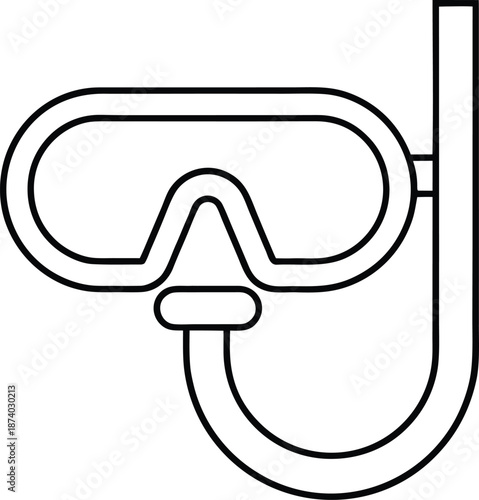 snorkel line art vector illustration on transparent background