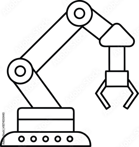 robot line art vector illustration on transparent background