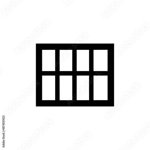 Simple black grid icon representing a window or a matrix structure on a white background.