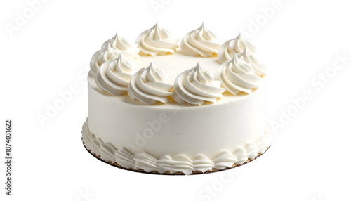 Wallpaper Mural A round, white cake with piped frosting on top and bottom edges, isolated on black Torontodigital.ca