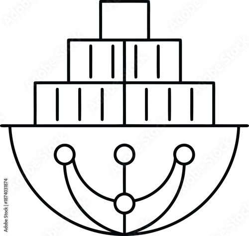 docker line art vector illustration on transparent background