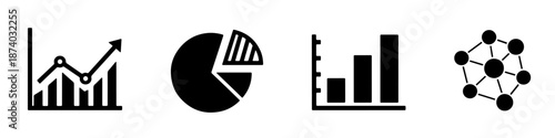 Data analytics and business intelligence icons. Symbolizing data processing, analysis, and insights