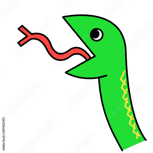 舌を出すヘビのコミカルでかわいいイラスト