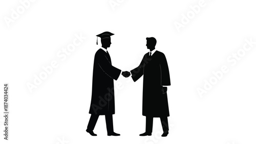 Graduates shaking hands on university campus after ceremony