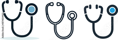vector medical stethoscope  icon set design eps 