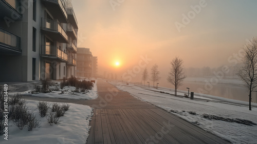 Winter Sunrise at a Baltic Seaside Resort