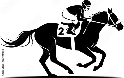 Equestrian Jockey and Galloping Horse Vector