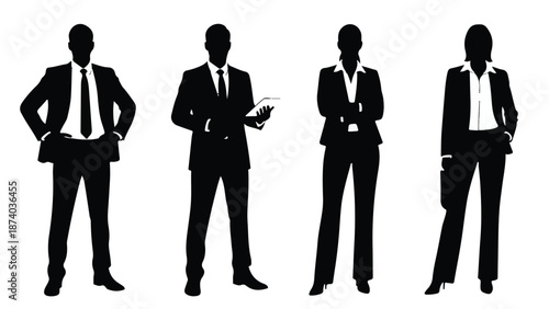 Business people silhouettes in suits, professional corporate team