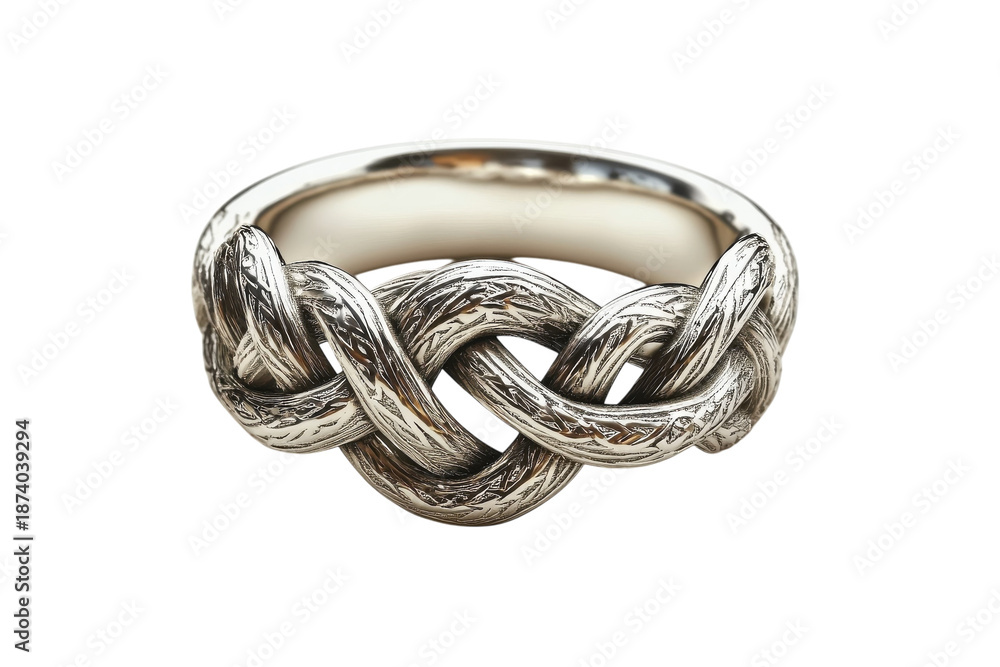 Fototapeta premium Celtic knot ring displayed on clean white background isolated on transparent background