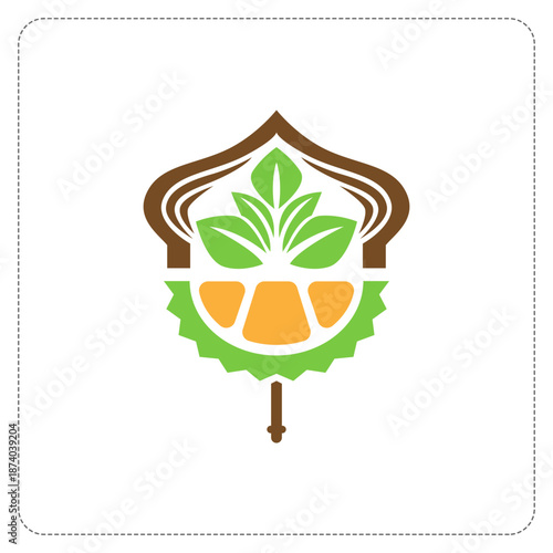 Durian Fruit Logo in the Shape of a Wayang