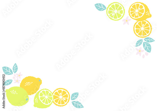 レトロ風のシンプルでポップなレモンのイラスト　コーナー　横