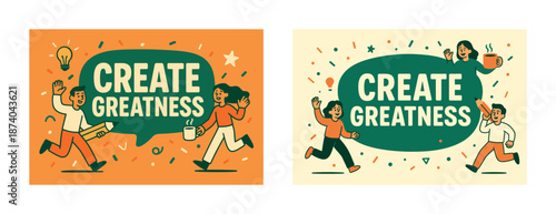 People celebrating with inspirational message