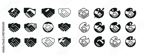 Diverse handshake icon set: symbol of agreement and collaboration