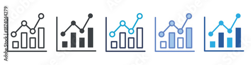 Statistics icon set multiple style collection