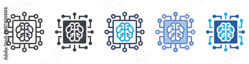 Machine Learning icon set multiple style collection