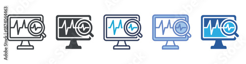 Monitoring icon set multiple style collection