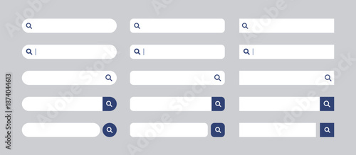 検索窓・検索バーのイラスト素材　セット　青　Search bar illustration set