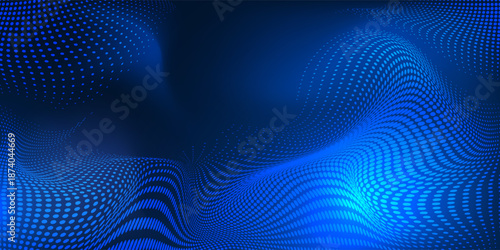 Dot white blue wave light screen gradient texture background. Abstract technology big data digital background.