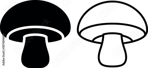Mushroom icon set with silhouette