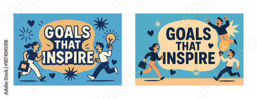 Inspirational characters with light bulb and text design