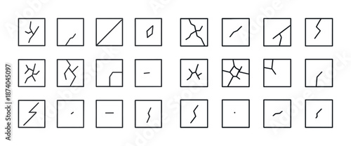 Abstract line art collection featuring diverse geometric patterns in rectangular frames