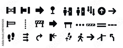 Black directional icons set including arrows signs and symbols