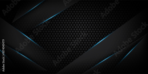 Luxury premium black abstract background with blue lines isolated on textured background. Premium Vector. Eps 10