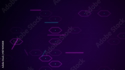 Futuristic abstract technology background with glowing hexagonal grid and data light trails