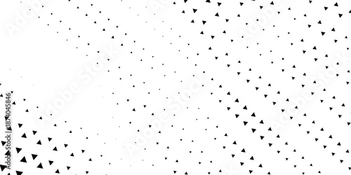 Triangular halftone background. Vector geometric technology abstract background. Halftone triangles retro pattern. Minimal 80s style dynamic tech geometric pattern.