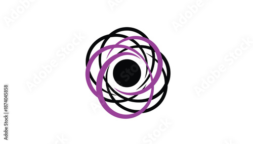 Abstract swirling lines in dynamic motion with purple and black colors in modern graphic design for template