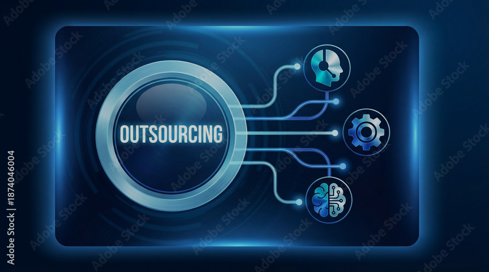 Obraz premium Outsourcing Business Strategy Management Concept Digital Interface Banner