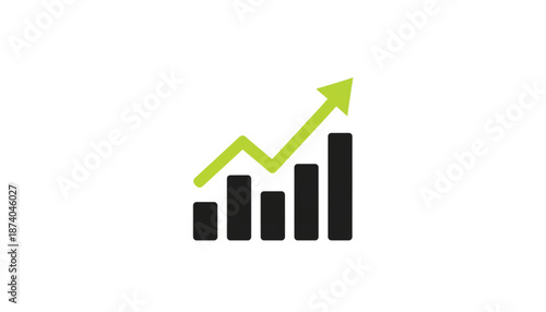 Growing graph icon in simple flat design with green arrow up in modern minimalist style for business infographics Free Download Growing graph icon in simple flat design with green arrow up in modern minimalist style for business infographics - GFXLoad