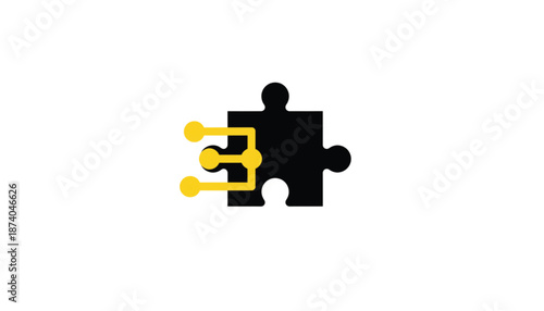 Black Puzzle Piece with Yellow Connection