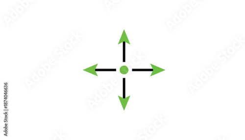 Green Arrows Pointing Directions from Green Dot