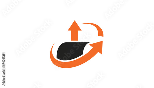 Orange Arrow Rotating Around Black Shape