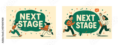 Young students celebrating achievement milestone with school supplies