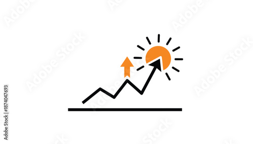 Growing Success with Upward Trend and Sunrise