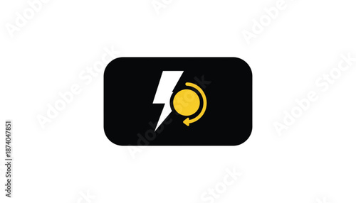 Fast Charging Symbol with Yellow Circle on Black Background