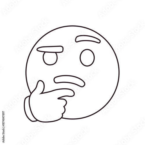 Thinking face think wondering questioning question why face emoji symbol sign icon vector illustration isolated flat