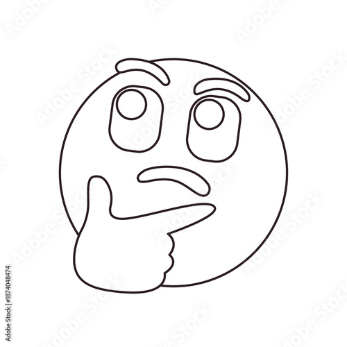 Thinking face think wondering questioning question why face emoji symbol sign icon vector illustration isolated flat