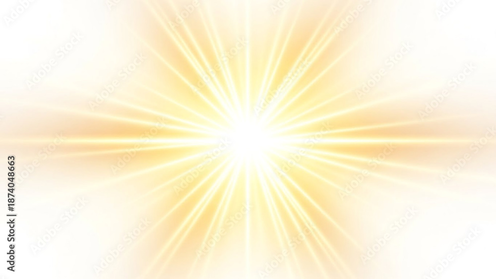 Obraz premium Vibrant golden light rays shining brightly on white background