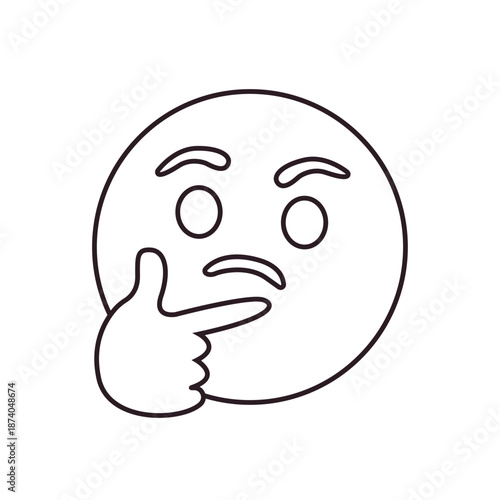 Thinking face think wondering questioning question why face emoji symbol sign icon vector illustration isolated flat
