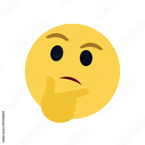 Thinking face think wondering questioning question why face emoji symbol sign icon vector illustration isolated flat