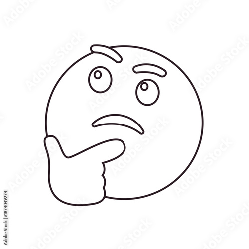 Thinking face think wondering questioning question why face emoji symbol sign icon vector illustration isolated flat