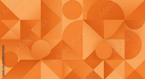 Vibrant orange abstract geometric pattern featuring diverse shapes and shades creating a dynamic visual effect
